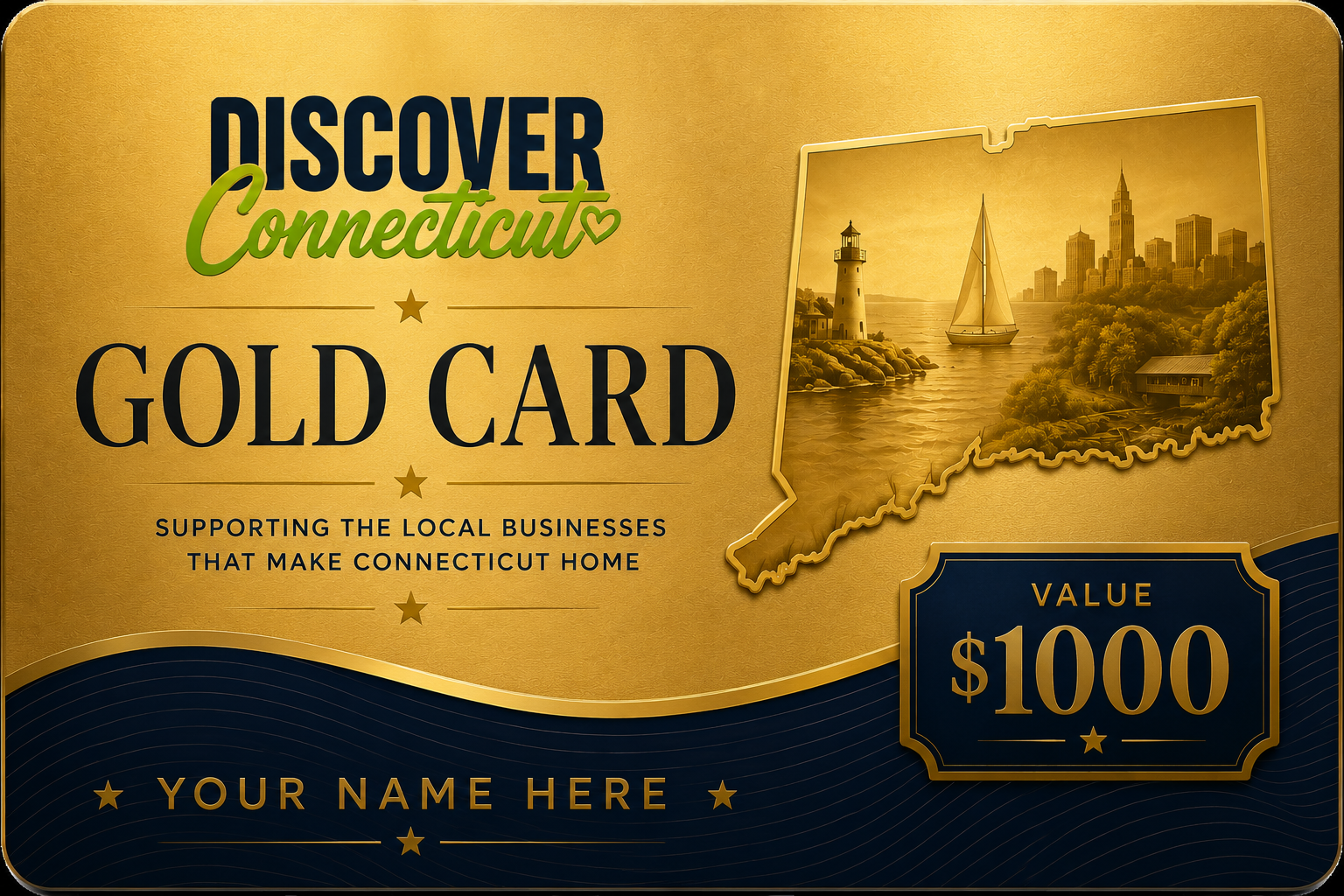 Discover Connecticut Gold Card with a $1,000 value